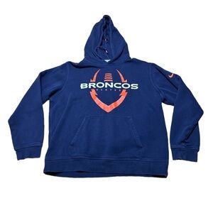 Denver broncos nfl football hoodie Nike men’s large navy blue orange team sports